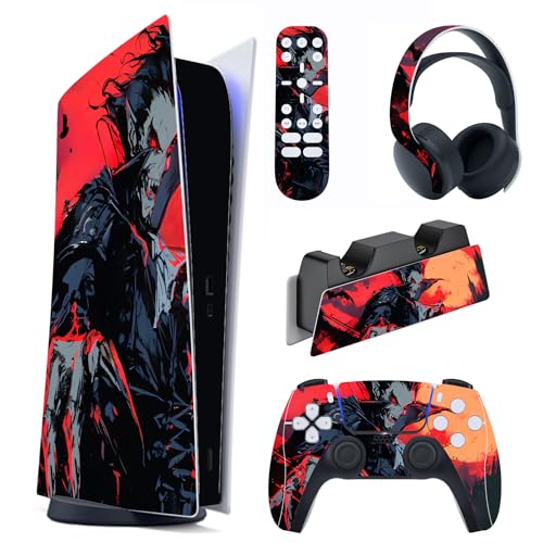 Image of PlayVital Full Set Skin Decal for ps5 Console Digital Edition, Sticker Vinyl Decal Cover for ps5 Controller & Charging Station & Headset & Media Remote - Blood Moon Vampire