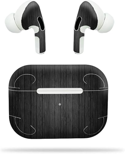 MightySkins - Compatible con Apple Airpods Pro - Madera negra  Funda protectora de vinilo duradera y única  Fácil de aplicar, quitar y cambiar de
