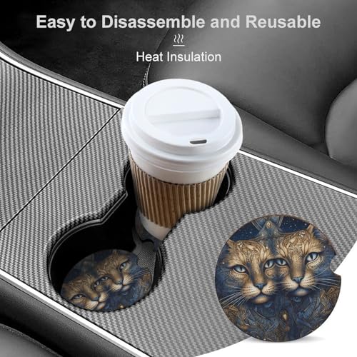 Portavasos para auto, 2 piezas, diseño gato y estrellas miniatura 4
