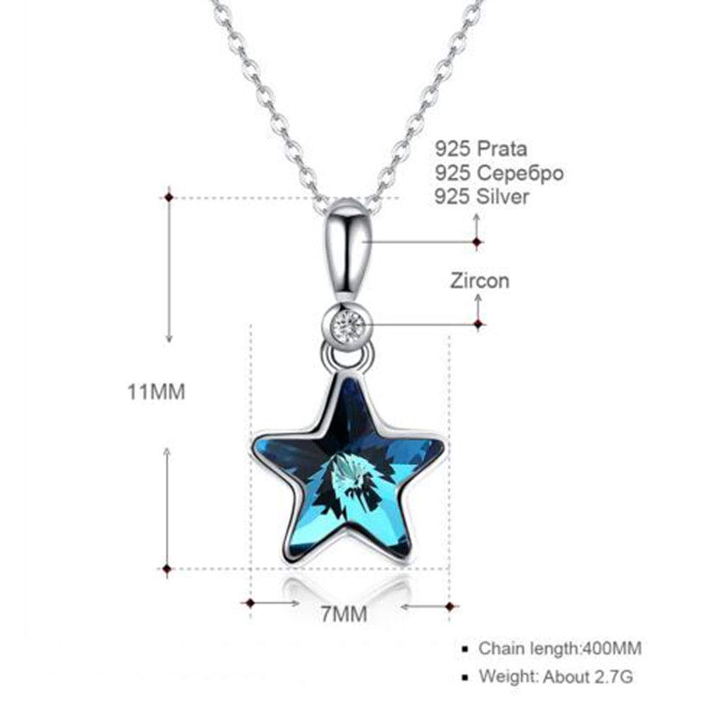 Collar de plata de ley 925 con colgante de pentagrama y estrella azul