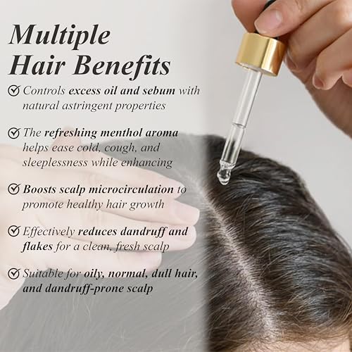 Image of Peppermint Essential Oil for Hair Growth, Skin & Headache Relief - 100% Pure, Natural & Undiluted Peppermint Oil for Diffuser, Cooling Massage & Mice Repellent - 30ml