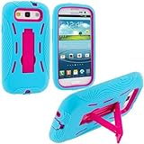 Leegoal Baby Blue / Hot Pink Hybrid Rugged Hard Silicone Case Cover w/ Stand for Samsung Galaxy S3 S III i9300 / I535 / L710 / T999 / I747