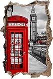 cabina telefono londres arte Material: Vinilo autoadhesiva pixxp Blueprint 3D WD s2325 _ 92 x 62 Cabina telefónica londinense perforar Pared Adhesivo Pared en 3D, Vinilo, Multicolor, 92 x 62 x 0,02 cm