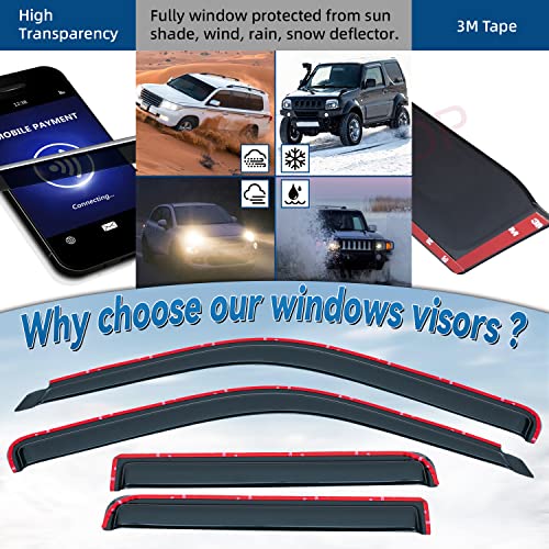 Lqqdp Pack Of 4 Front+Rear Smoke Sun/Rain Guard In-Channel Mount Tape-On Acrylic Window Visors Compatible With 91-01 Explorer 4-Door 01-05 Sport Trac 97-01 Mercury Mountaineer #TOP1