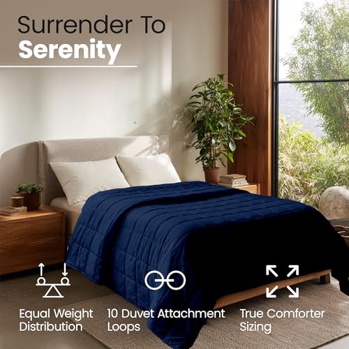 Image of HomeSmart 50lbs Weighted Blanket King Size, Extra Heavy Weighted Blanket, Ultra Soft Breathable Fabric, Also Fits California King Beds, Navy