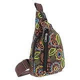 Slingbag Brusttasche Hippie Goa Bodybag Schultertasche Rucksack Bunt S, Farbe:Braun