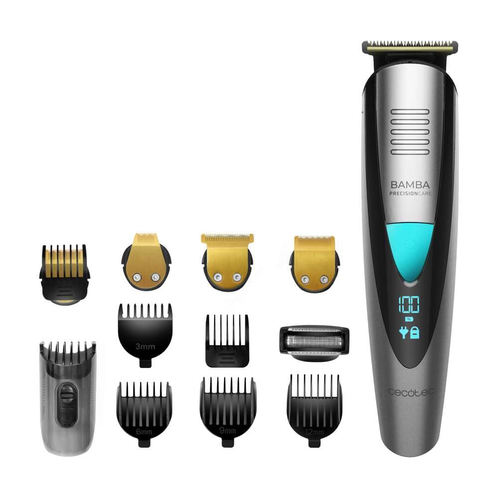 Cecotec Cortapelos 5en1 PrecisionCare Trimmer, Waterproof, Autonomía de 60 min, Cuchillas de acero con revestimiento de titaneo, Función NonStop, Peine ajustable 9 medidas
