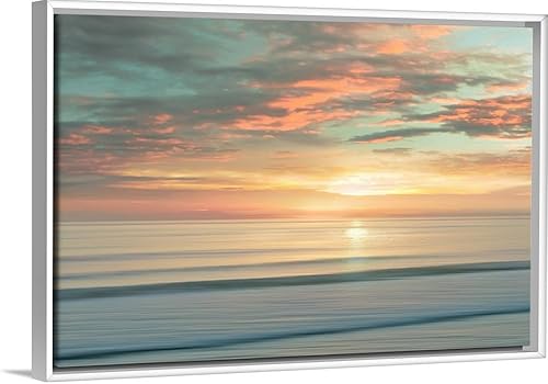 Miniatura 10 de Lienzo decorativo para pared, diseño de playa y amanecer Lienzo envuelto,Marco de flotador negro,Marco flotante dorado,Marco flotante natural,Marco