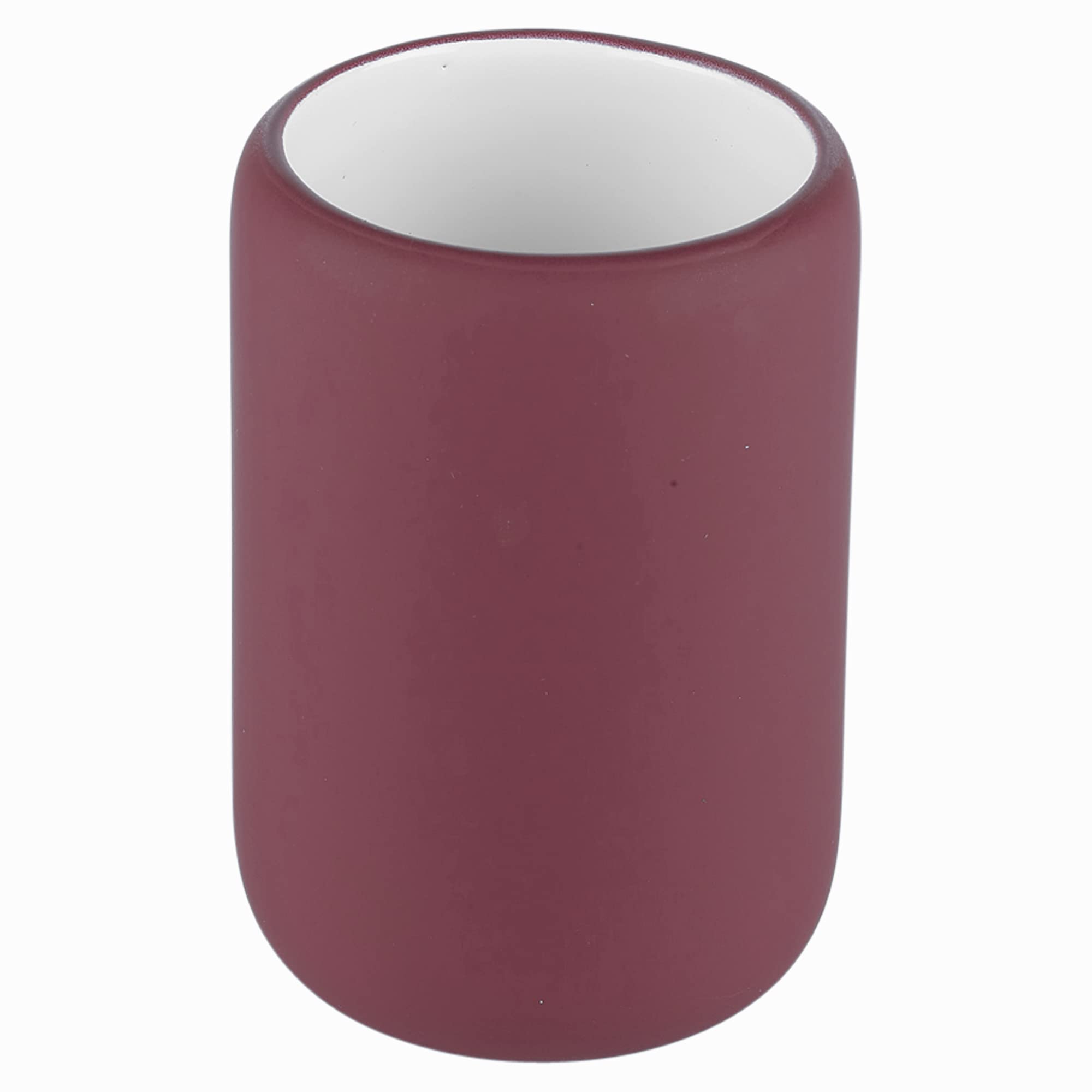 Urbnliving Purple 3Pcs Ceramic Matt Colour Matching Bathroom Dispenser Tumbler Toilet Brush Set (, Toothbrush Tumbler)