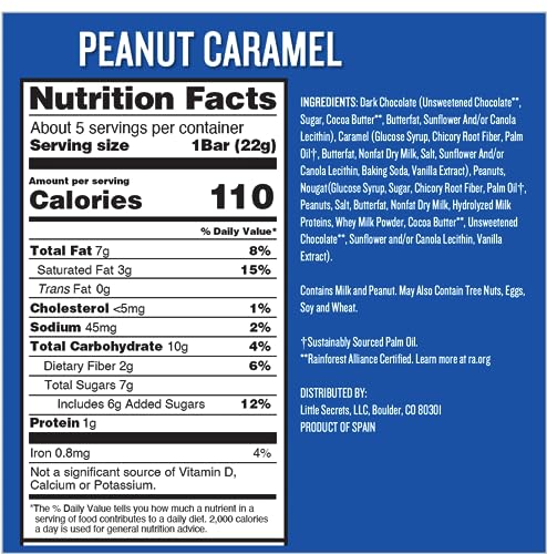 Little Secrets, Bars Nougat Chocolate Dark Peanut Caramel Bag, 3.9 Ounce - image 3