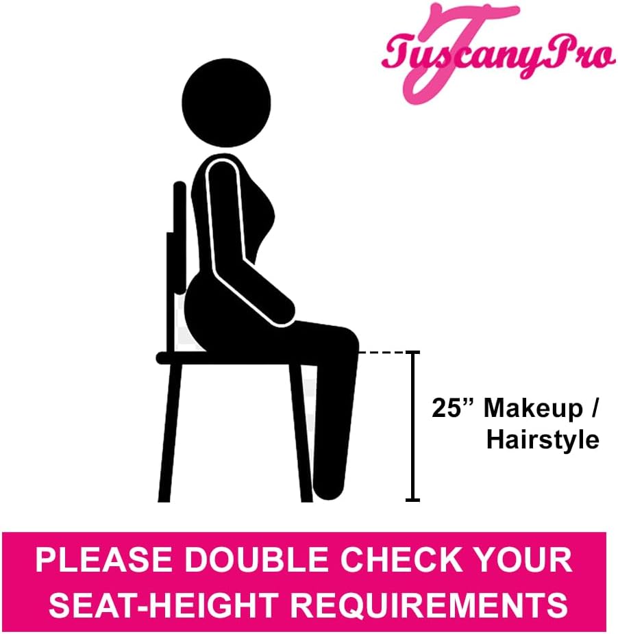 Your Name/Logo Included Portable Makeup & Hairstylist Chair - Perfect for Makeup, Hair Stylist, Salon with 25 Inch Seat Height