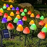 Cozymeow Lampes Solaires de Jardin, 5m 20 LED Champignon, Étanches, 2 Modes d'Éclairage pour Allée, Pelouse, Terrasse, Jardin, Cour, Mariage - Multicolore