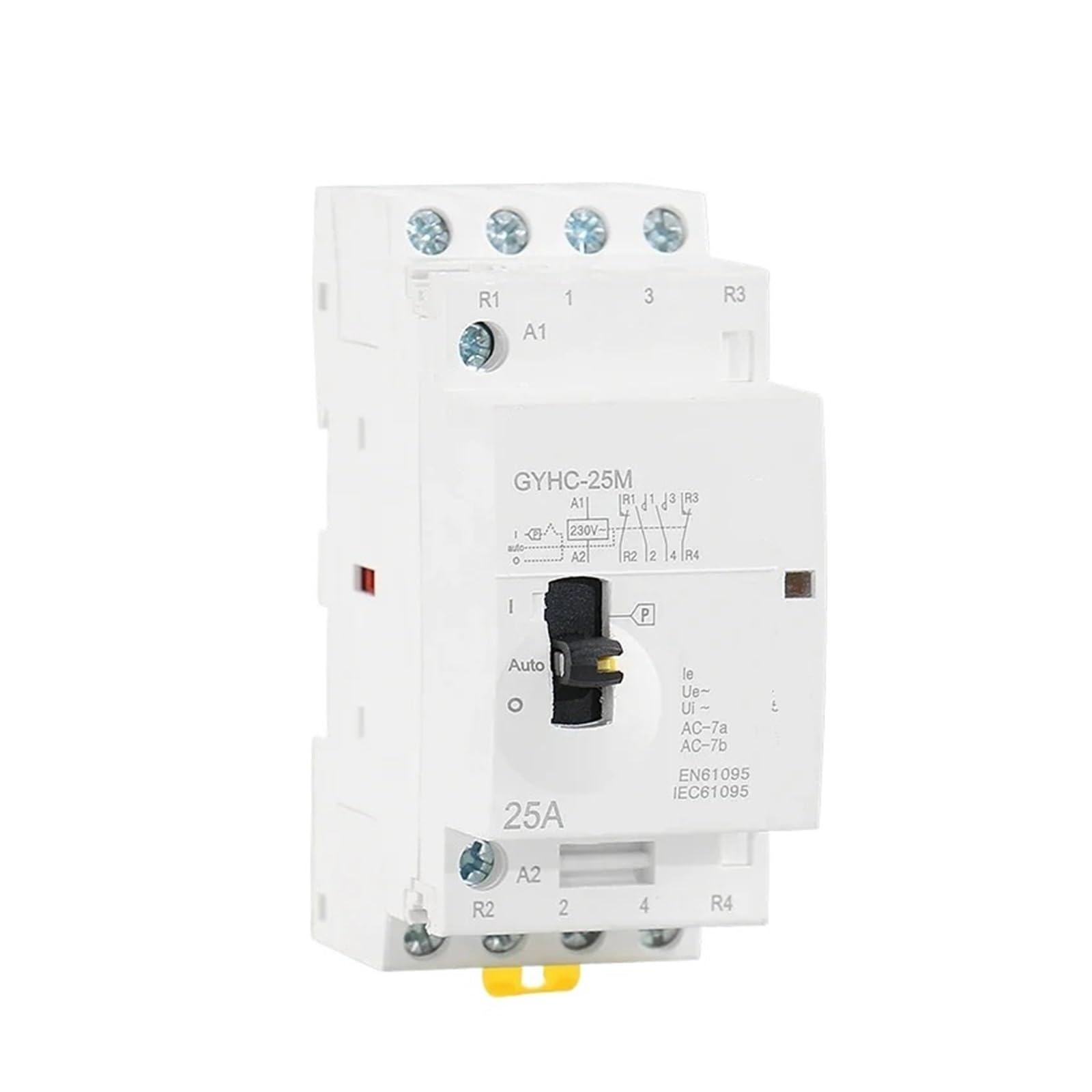 RCGKNNMUZ GYHC 4P 25A 4NO or 2NO2NC 220V/230V 50/60HZ Din Rail Household AC Modular Contactor Manual Type(4P 25A 4NO 220V)