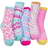 ANTSANG Womens Fuzzy Socks Fluffy Slipper Cozy Cabin Winter Soft Fleece Warm Comfy Thick Christmas Gift Socks (Pastel Stripes)
