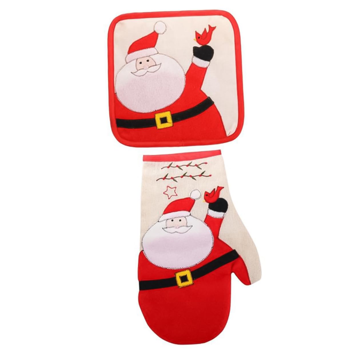 Ciieeo 6 Piezas Guantes aislantes cand Traje de papá Noel Traje de Santa Claus manteles Individuales Guantes de Cocina Almohadilla Accesorios de Cocina