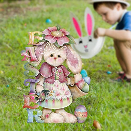 Metal Easter Bunny Garden Stake Decorative Rabbit Yard Sign Spring Lawn Decor Outdoor Decor Easter Eggs Ornaments Farmhouse Easter Decorations Classic Easter Basket Stuffers Easter Gifts #TOP4