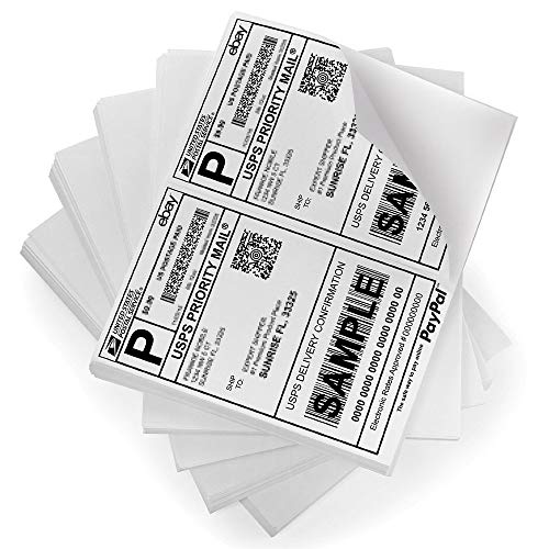 FungLam Shipping Labels 2 per Page - Half Sheet Shipping Labels for Laser & Inkjet Printers - 8.5 x 5.5 Self Adhesive Mailing Labels, White (100 Sheets, 200 Labels)