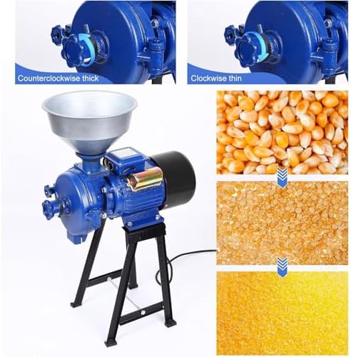 3800W Electric Grain Grinder, Adjustable Thickness Corn Milling Machine, High-Speed 1400RPM Spice Mill with Funnel & Stainless Grinding Disc for Commercial Use