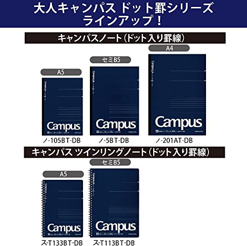 Carnet à double anneaux KOKUYO Campus semi-B5 ligné 6mm pour notes de bureau - 6