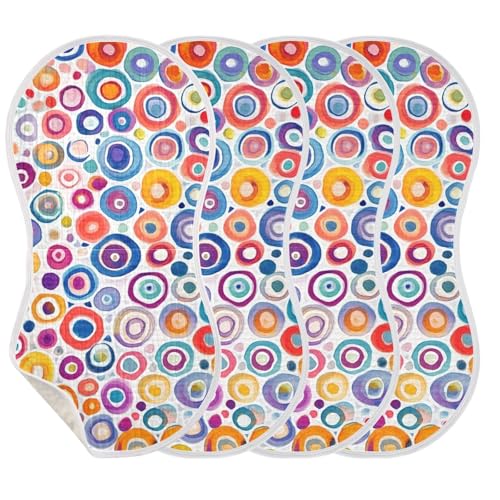 Baby Burp Cloths, Soft Absorbent Burping Cloths for Babies, Cotton Milk Spit Up Rags, Large Size for Newborns, Baby Boys and Girls (Colourful Circles)3