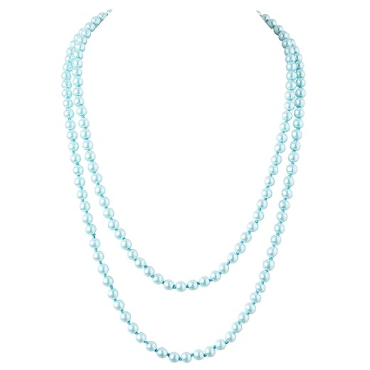 BABEYOND Colar longo de pérolas falsas, conjunto de colar de pérolas longas com contas, colar de pérolas longas dos anos 1920, bijuteria Gatsby