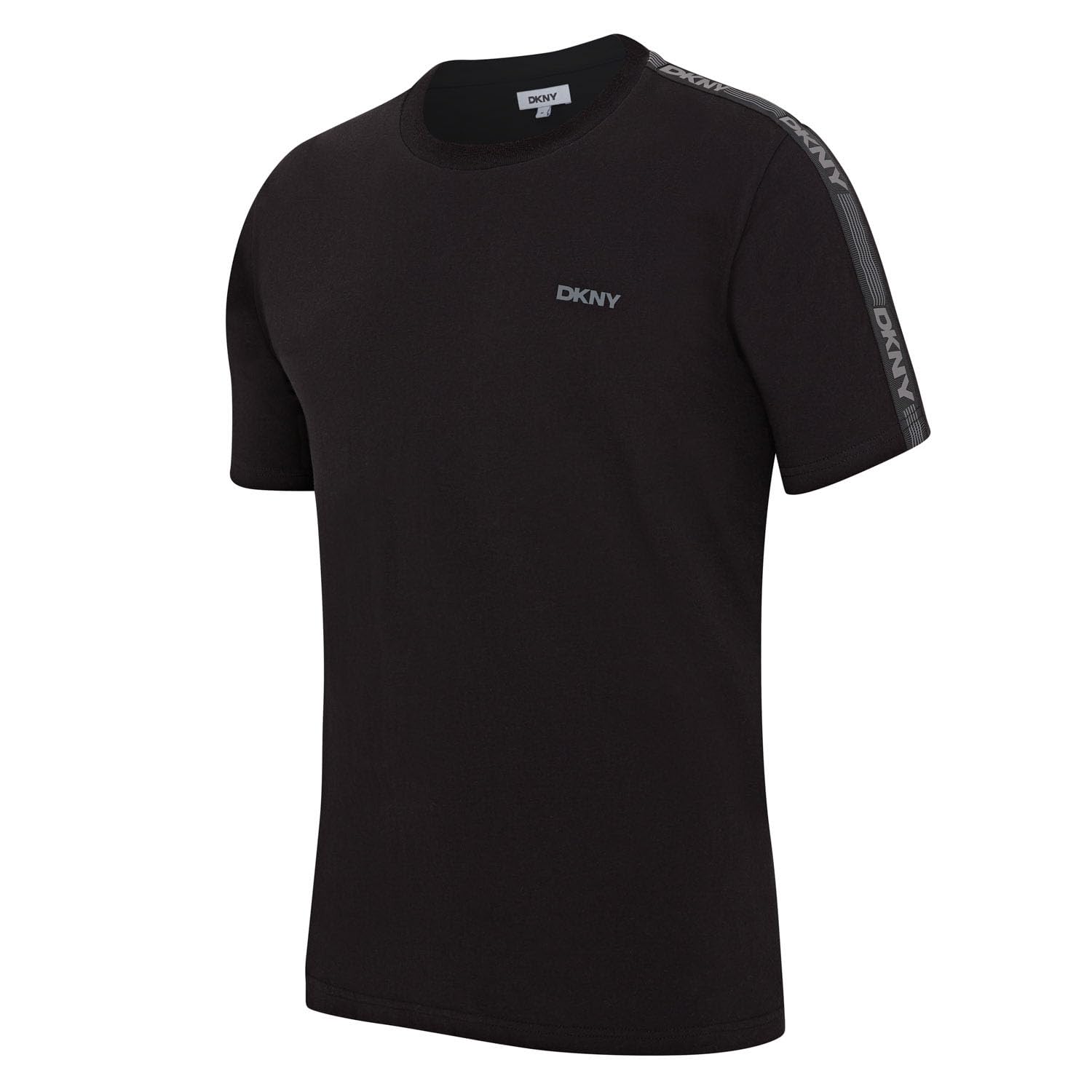 DKNY Penguins Camiseta Hombre Manga Corta 100% Algodón Negra | Camisetas Hombre Ropa Deportiva y Loungewear con Cuello Redondo y Banda Lateral | Camiseta de Algodón Hombre Negra | Idea Regalo Hombre