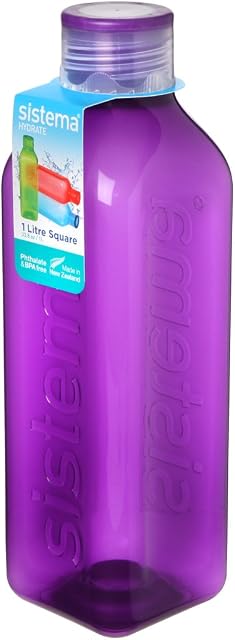 Sistema Hydrate 1L Square Drink Bottle Purple