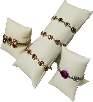 Watch Display Rack Bracelet Holder Pillow Bangle Case Storage Organizer Beige Beige PU S Holder