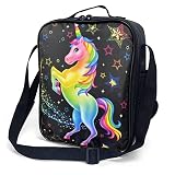 Kids Lunch Box, Insulated Lunch Bag for Girls, Cute Unicorn Lunch Bag with Shoulder Strap, School Be
