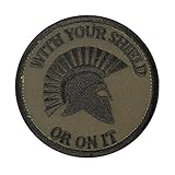 Olive Drab Green with Your Shield OR ON IT Spartan Helmet Morale Embroidered Hook Patch