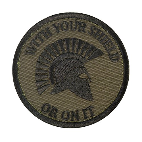 Olive Drab Green with Your Shield OR ON IT Spartan Helmet Morale Embroidered Hook Patch