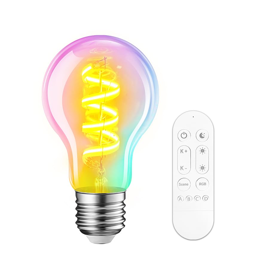 LVWIT Smart Filament Light Bulb,Alexa Dimmable LED Color Changing Light Filament Bulb,E27 WiFi RGB Smart Filament Bulb,Compatible with Alexa,Echo,Google Assistant Include Remote Control(6.3W,470LM) - Image 4
