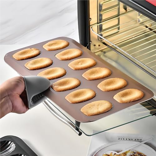 Madeleine Pans for Baking (2-Pack) 12 cup Madlen Mold Makes Shell Shape Cake Cookies Nonstick Carbon Steel Madeline Tray for Oven Gold - Thumbnail 2