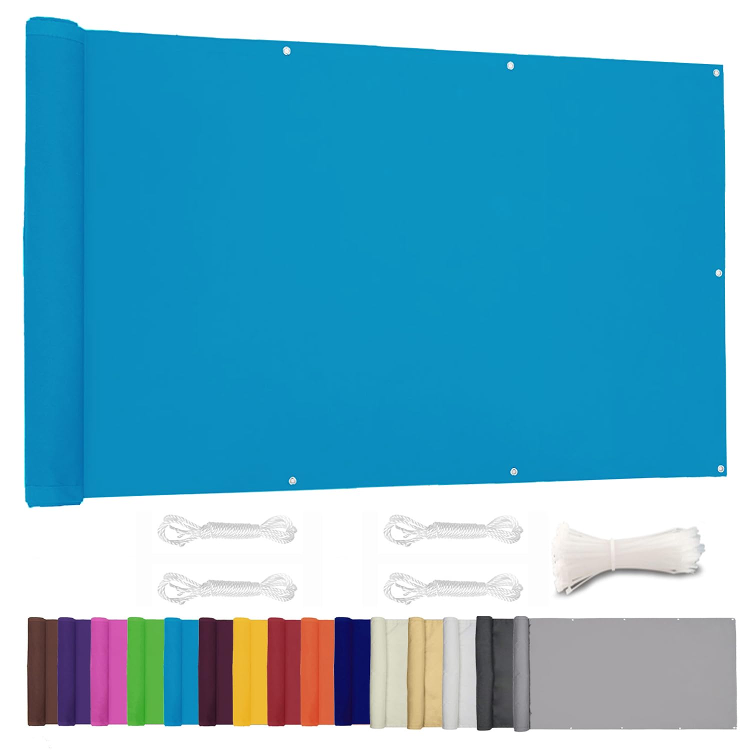 ZHhan Balcony Privacy Screen for Backyard Deck Patio Balcony Fence Porch Sun Shade PVC UV Protection Sun Wind 8 Days Delivered 11 Colors 195 Sizes 420D Blue — image 1