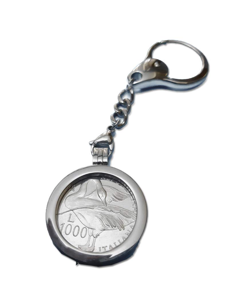 Generisches EUGENIO MONTALE 1996 1000 LIRA SILBERMÜNZE IN EINEM MÄNNERJUWEL-SCHLÜSSEL