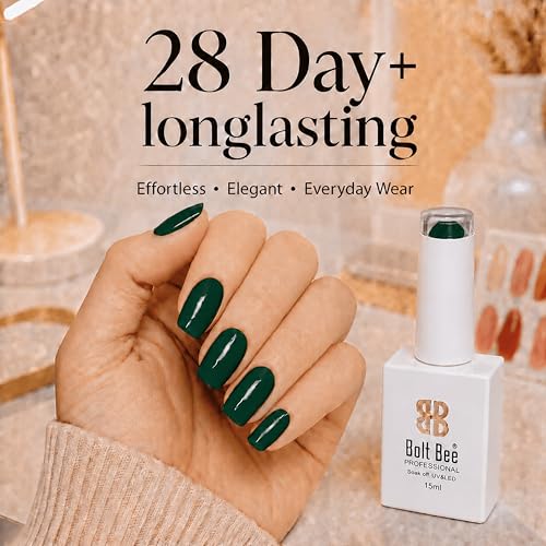 Image of Bolt Bee Dark Green Color Gel Nail Polish Soak Off UV Gel DIY at Home Manicure Salon Nail Art