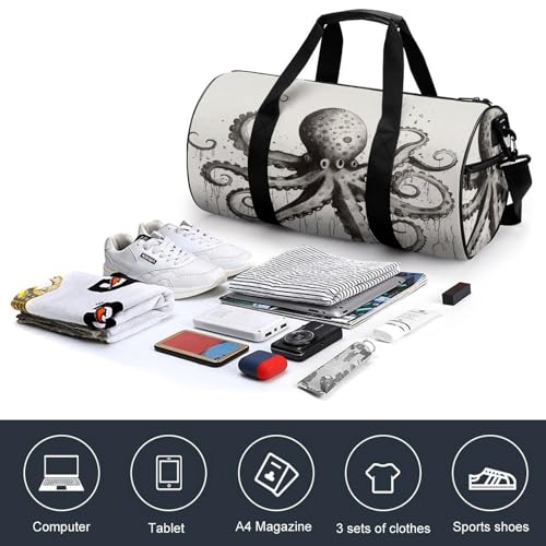 Gym Bag For Women Men Lightweight Octopus Print Duffel Bag Personalized Travel Bags For Travel Sports4