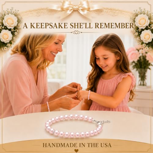 Image of Baby Crystals keepsake jewelry | Pink Pearl Bracelet | Birthday Girl Gift