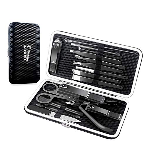 Nail Cutting Kit, Manicure Pedicure Set, Arony 17 in 1 Stainless Steel Manicure Pedicure Kit, Manicure Kit, Nail Clipper Set, Professional Grooming Kit, Nail Tools with Luxurious Leather Travel Case
