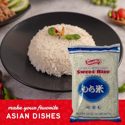 Shirakiku, Mochigome Sweet Rice | Short Grain Japanese Style Gluten-Free, Non-GMO Rice with Low Calories and Dietary Fiber | Perfect for Authentic Asian Cuisine | 2 Pound (Pack of 1)