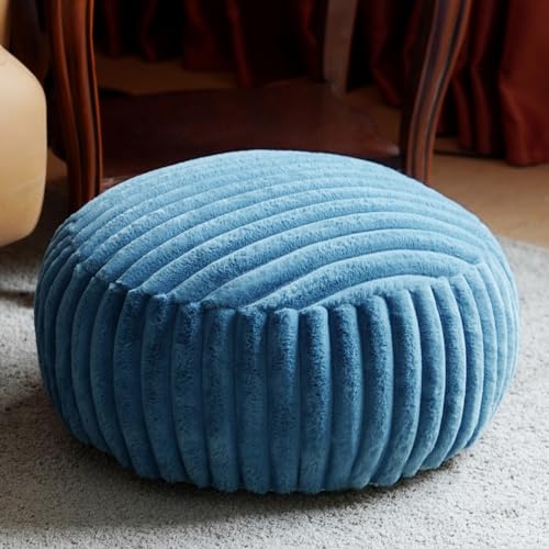 Artbloss Unstuffed Pouf Ottoman Cover Soft Storage Extra Seat Farmhouse