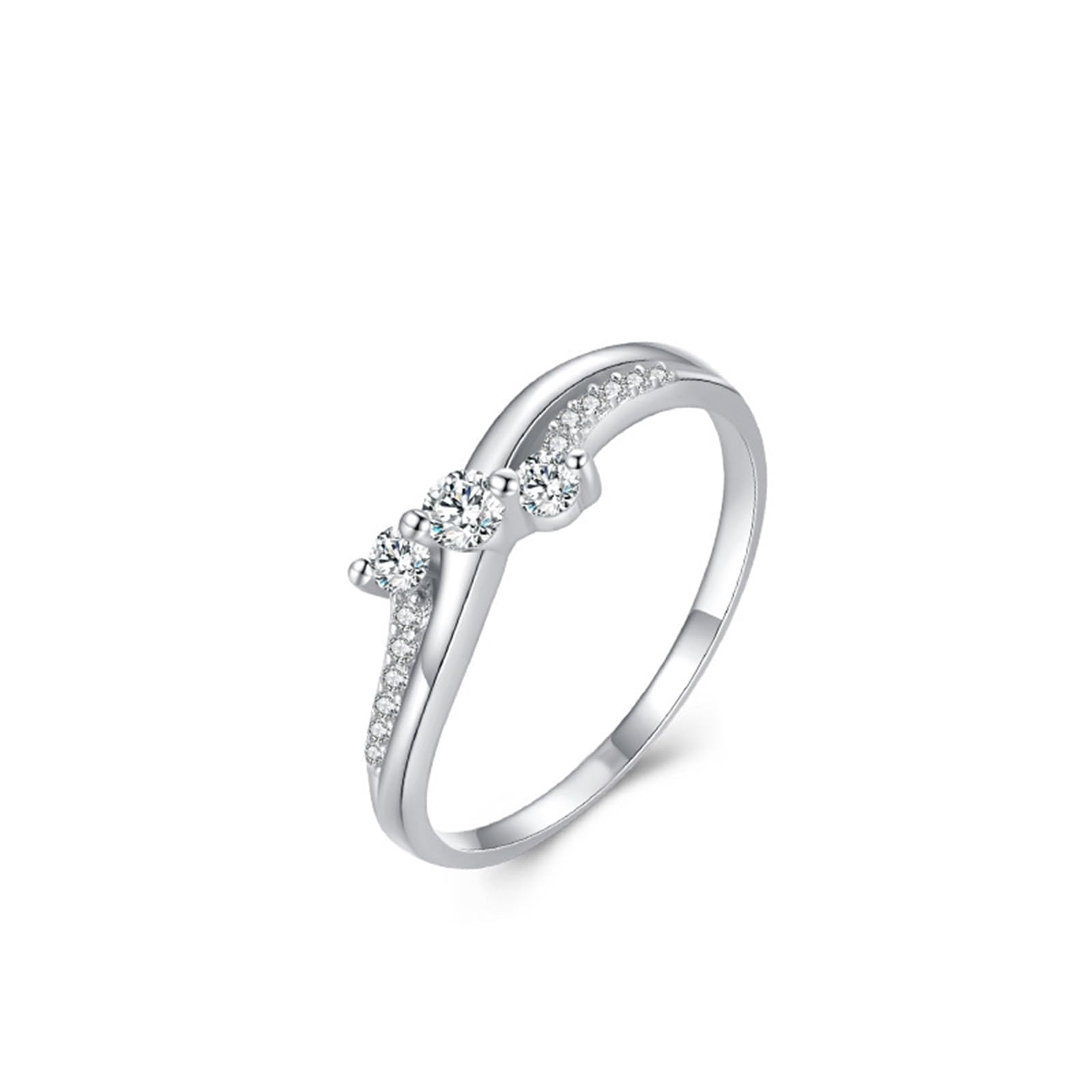 Pierścionek damski, złoty, pierścionek zaręczynowy, białe złoto, elegancki pierścionek z moissanite, pierścionek damski z prawdziwego złota