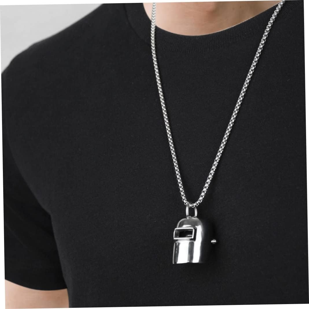 Hiphop Necklace Welder Helmet Pendant Neck Chain Silver Jewelry Gift