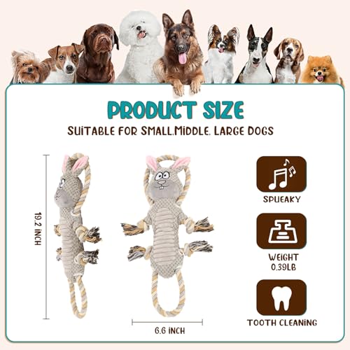 Zuykjeagle Large Dog Squeaky Toys For Aggressive Chewers, Stuffed Tug-Of-War Toy With Pull Rope thumb #4