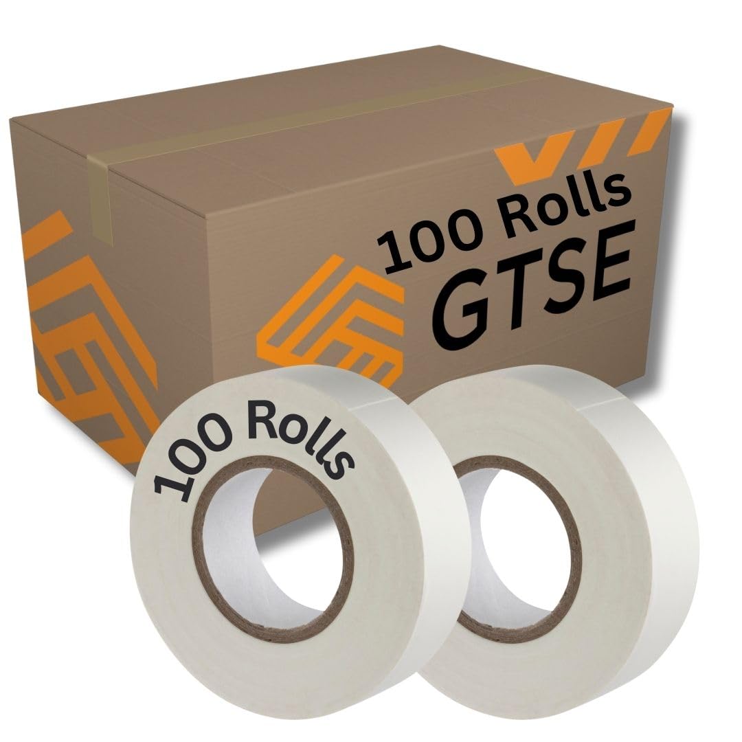 GTSE White Electrical Tape, 19mm x 20m, Bulk Box of 100 Rolls, Strong Self-Adhesive PVC Insulation Tape for Insulating, Repairing and Protecting Electrical Wires