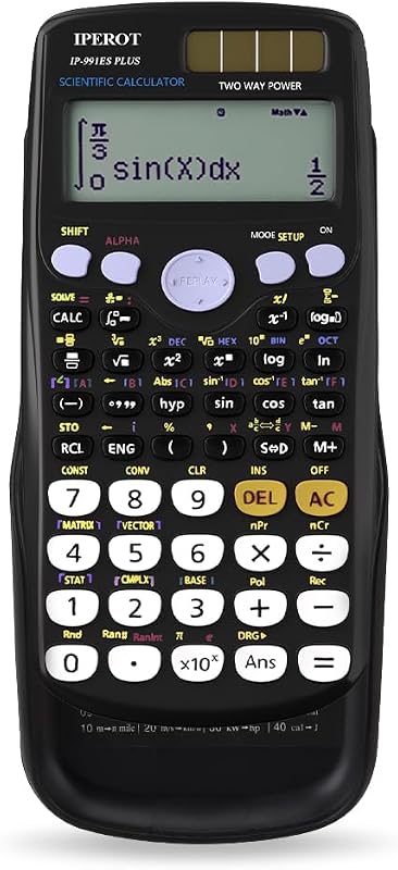 Scientific Calculators, IPEROT Math Solar Calculator with 417 Function | Battery Power and 4-Line Display, School Supplies for Middle High College Students Teachers (Black 991ES )