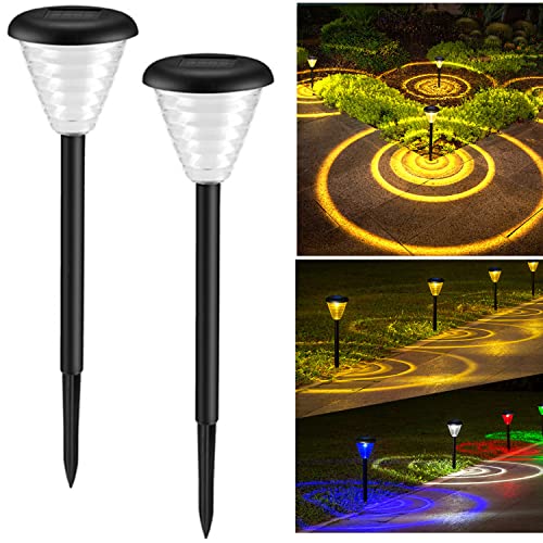 YUXUE 2 Pack Solar Outdoor Lights, Solar Powered Landscape Lights IP65 Waterproof Spotlights Smart Light Sensing for Garden Pathway Walkway Yard Landscape Patio