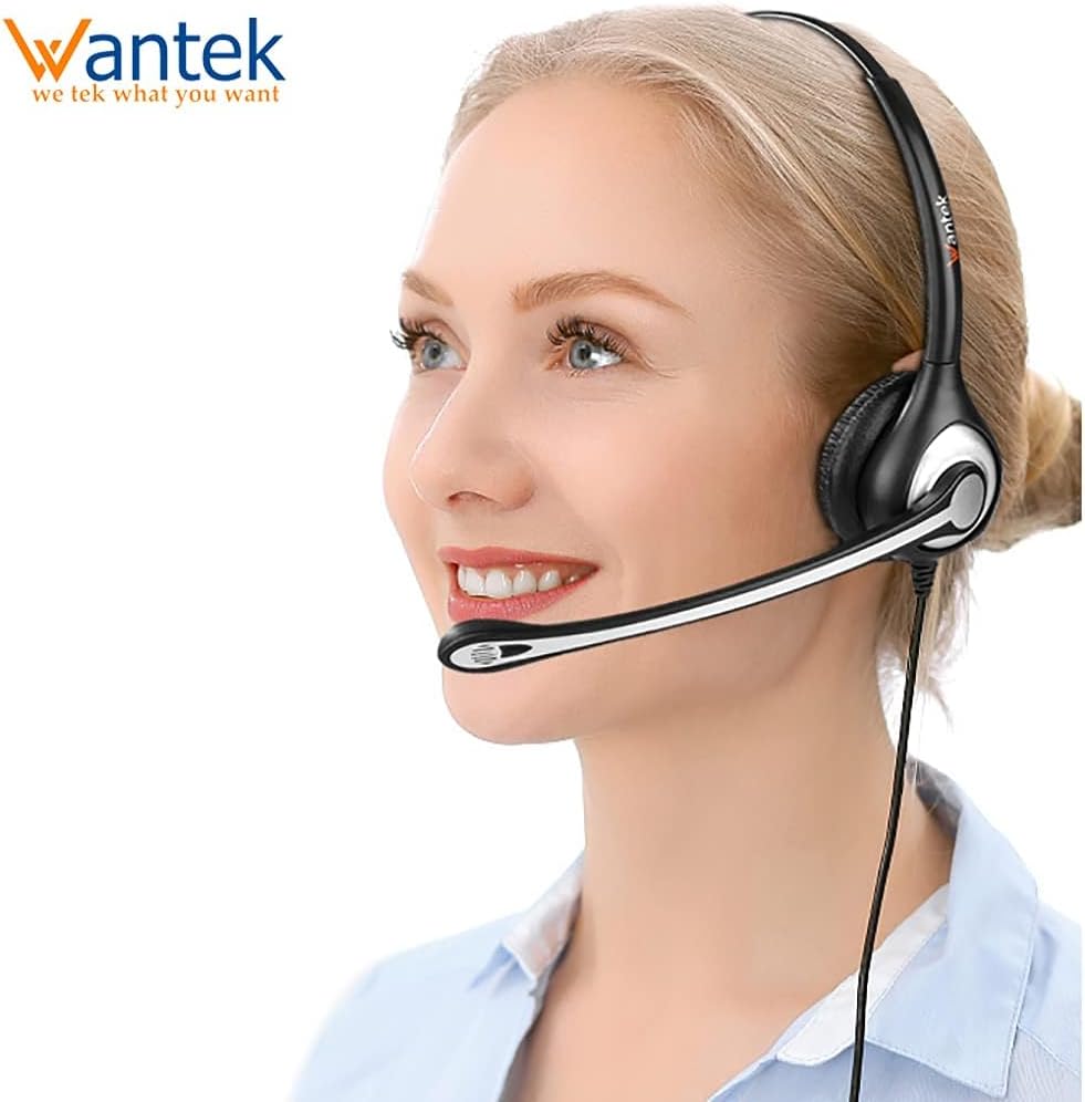 Phone Headset RJ9 with Microphone Noise Cancelling & Volume Controls, Office Telephone Headset Compatible with Polycom Plantronics Avaya ShoreTel Toshiba Digium Nortel Landline Phones, Clear Calls
