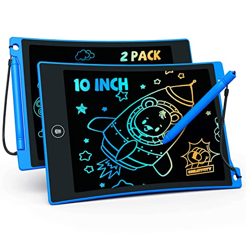 Tekfun 2 Pack Lcd Writing Tablet With Anti-Lost Stylus, 10In Erasable Doodle Board Coloring Drawing Pad For Kids, Car Trip Educational Toys Birthday Gift For 3 4 5 6 7 Girls Boys Toddler (2*Blue) #TOP15