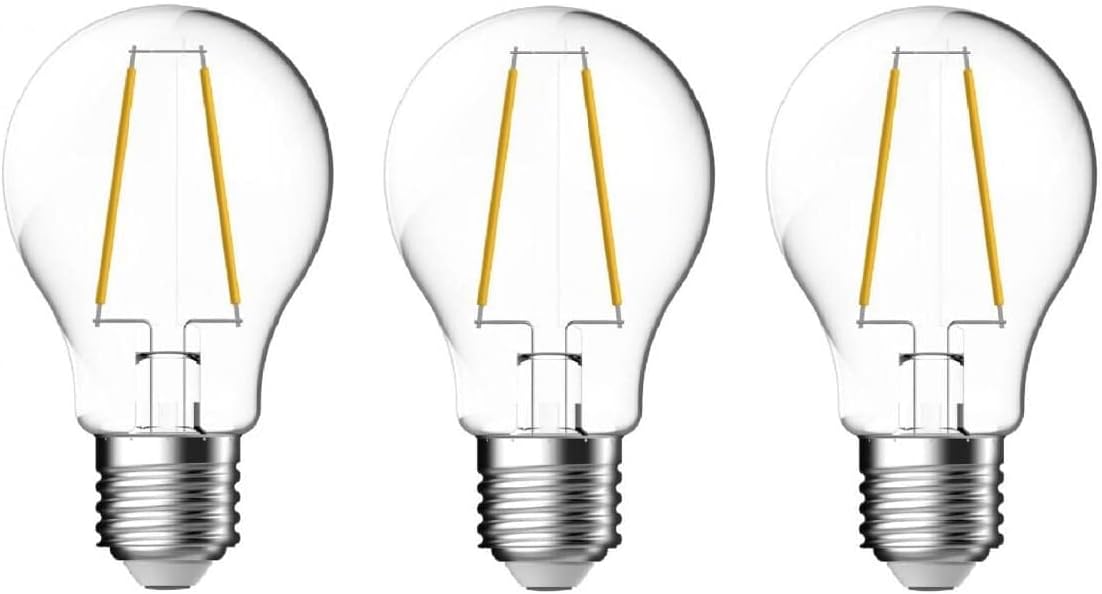 Energetic GLS Clear Filament LED Light Bulb, E27, 4W, 470 Lumens, Warm White 2700K 3 Pack